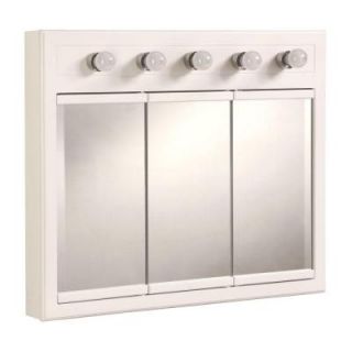 Design House Concord 36 in. x 30 in. 5 Light Tri View Surface Mount Medicine Cabinet in White Gloss 532390