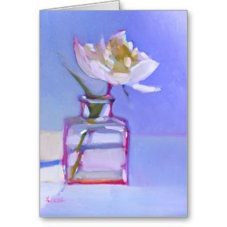 'Single White Peony in Glass Vase' Cards