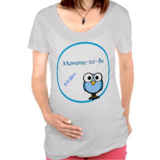 Adorable Blue Owl Mommy To Be Baby Shower T Shirt
