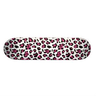 Hot Pink Black Leopard Animal Print Pattern Custom Skateboard