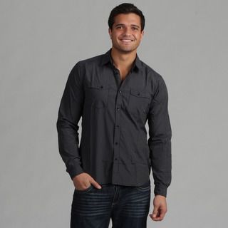 191 Unlimited Mens Black Detailed Woven Shirt
