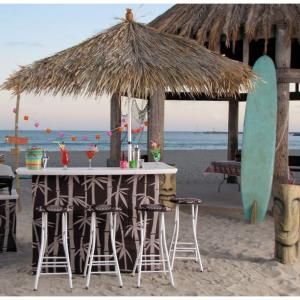 Best of Times Tiki All Weather Patio Bar Set with 6 ft. Umbrella 2003W1304