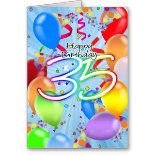 35th Birthday   Balloon Birthday Card   Happy Birt
