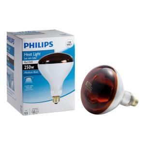 Philips 250 Watt Incandescent R40 Red Heat Lamp Light Bulb 415836