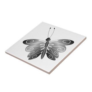 Black And White Butterfly Ceramic Tile