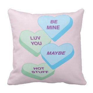 Blue Green Candy Hearts Be Mine Luv You Maybe Hot Pillow