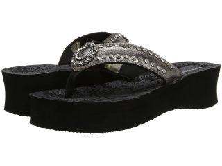 Roper Crystal Concho Wedge Sandal Womens Wedge Shoes (Silver)