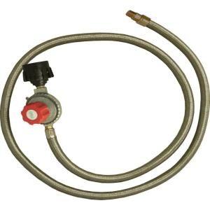 King Kooker High Pressure Adjustable Regulator with Type 1 Connection and Stainless Steel Braided Hose 1/8 in. Male Pipe Thread 30502