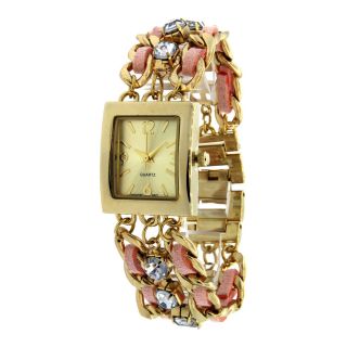 Womens Texture Band Watch, Gold/Pink