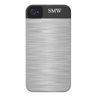 Personalized Faux Stainless Steel and Black iPhone 4 Case Mate Cases