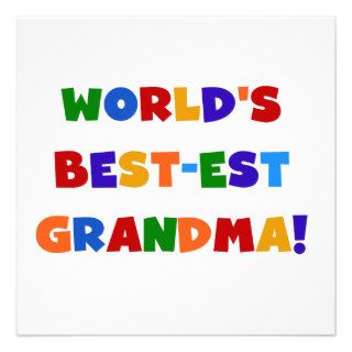 World's Best est Grandma Bright T shirts and Gifts Personalized Invitation