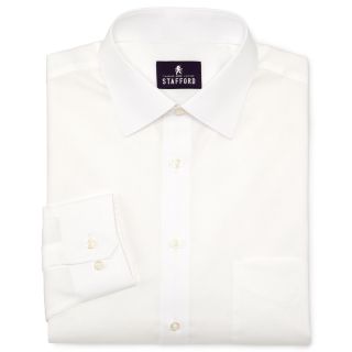 Stafford Easy Care Cotton Broadcloth Dress Shirt, White, Mens