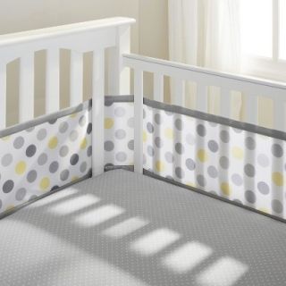 Breathable Mesh Crib Liner by BreathableBaby   Grey and Yellow Dot