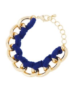 Knot Threaded Chain Wrap Bracelet, Neon Blue