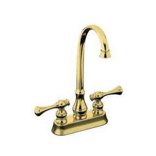 Kohler K 16112 4a pb Vibrant Polished Brass Revival Entertainment Sink Faucet With Traditional Lever Handles