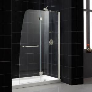 DreamLine Aqua 48 in. x 72 in. Frameless Hinge Shower Door in Brushed Nickel SHDR 3148726 04