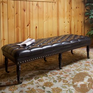 Christopher Knight Home Hastings Brown Tufted Bonded Leather Ottoman Bench Christopher Knight Home Ottomans