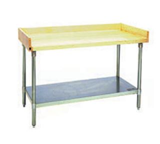 Eagle Group Bakers Table   Hardwood Top, Back & End Splash, Galvanized Undershelf, 60x30