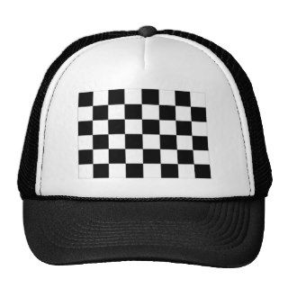 Black and White Checkered Auto Racing Flag Trucker Hats