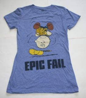 Peanuts Charlie Brown "Epic Fall" Junior Girl's T Shirt   Blue (Medium) Clothing