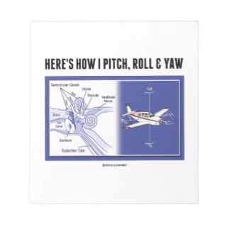 Here's How I Pitch, Roll & Yaw (Inner Ear Anatomy) Memo Notepads