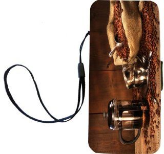 Rikki KnightTM Sack Of Coffee Beans With French Press PU Leather Wallet Type Flip Case with Magnetic Flap and Wristlet for Apple iPhone 5 &5s Cell Phones & Accessories