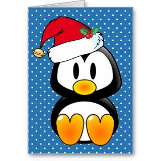 Christmas Baby Tux Santa Hat Greeting Cards