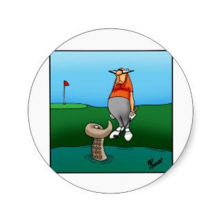 Funny Golf Cartoon Art Gifts Round Stickers