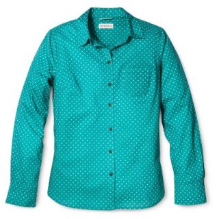 Merona Womens Favorite Button Down Shirt   Lawn   Turquoise   XXL