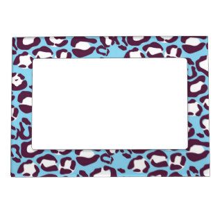 Animal Print, Spotted Leopard   Purple Blue Magnetic Frame