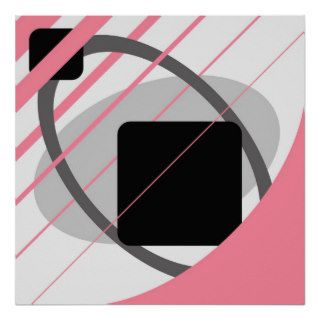 Abstract Pink Gray Off White Black AP0002 Posters