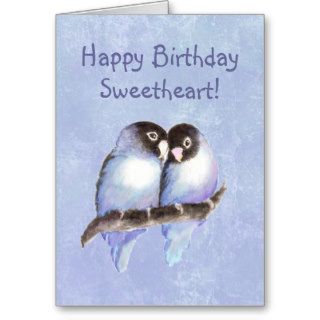 Happy Birthday Sweetheart Blue Lovebirds Cards