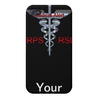 CRPS RSD Medical Alert Caduceus Staff & Snakes Cover For iPhone 4