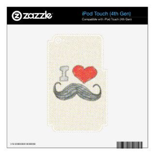 Funny I love / heart Mustaches comics kids drawing Skin For iPod Touch 4G
