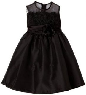 Rare Editions Girls 2 6x Sheer And Lace Party Dress, Black, 4 Clothing