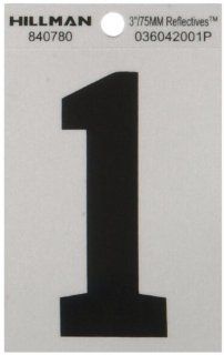 The Hillman Group 840780 3 Inch Black on Silver Reflective Square Cut Mylar House, Number 1   The Hillman Group Adhesive Numbers  