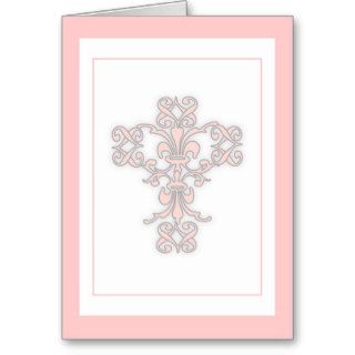 Elegant Cross in Pink and White Thank You Card