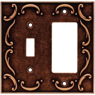 Liberty French Lace 2 Gang Switch/GFCI Wall Plate   Sponged Copper 64248