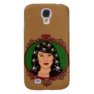 Framed Cameo Lady With Skulls in Her Hair Samsung Galaxy S4 Covers