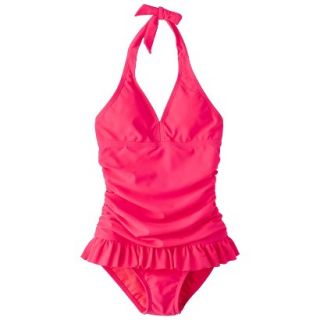 Girls 1 Piece Skirted Swimsuit   Coral S