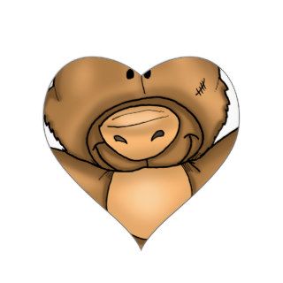Cute adorable Cartoon Teddy Bear Hug Heart Stickers