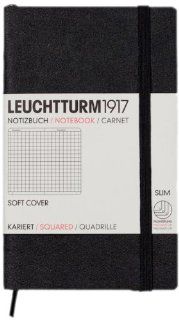 LEUCHTTURM1917 329869 Notizbuch Pocket (A6), Softcover, 121 Seiten, schwarz, kariert Bürobedarf & Schreibwaren
