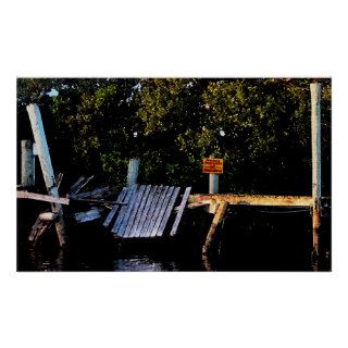 Private Property Wrecked Boat Dock Posters