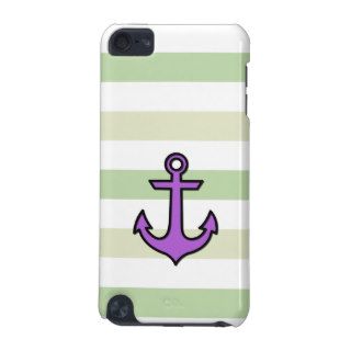 Nautical Anchor and Stripes   Black, Green, Purple iPod Touch 5G Cover