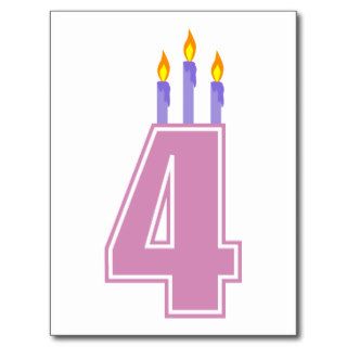 4 Birthday Candles (Pink / Purple) Post Card