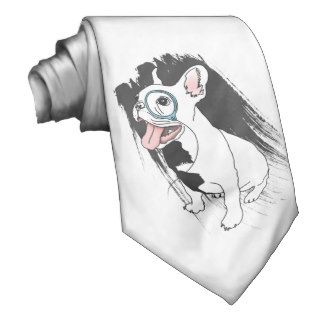 French bulldog with monocle on an ink stroke neckties