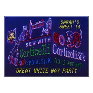 VINTAGE NYC CORTICELLI LIGHT SWEET 16 PARTY INVITE