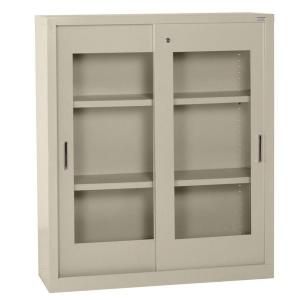 Sandusky 36 in. W x 42 in. H x 18 in. D Freestanding Clear View Sliding Door Steel Cabinet in Putty BV2S361842 07