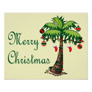 Tropical Merry Christmas Palm Tree Poster Print