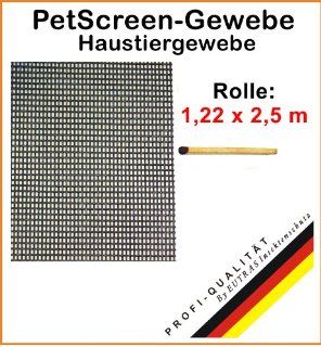 PetScreen Gewebe SCHWARZ Breite 122 cm Insektenschutzgewebe Fliegengitter Länge 2,5 m (14,23 EUR/m²) Baumarkt